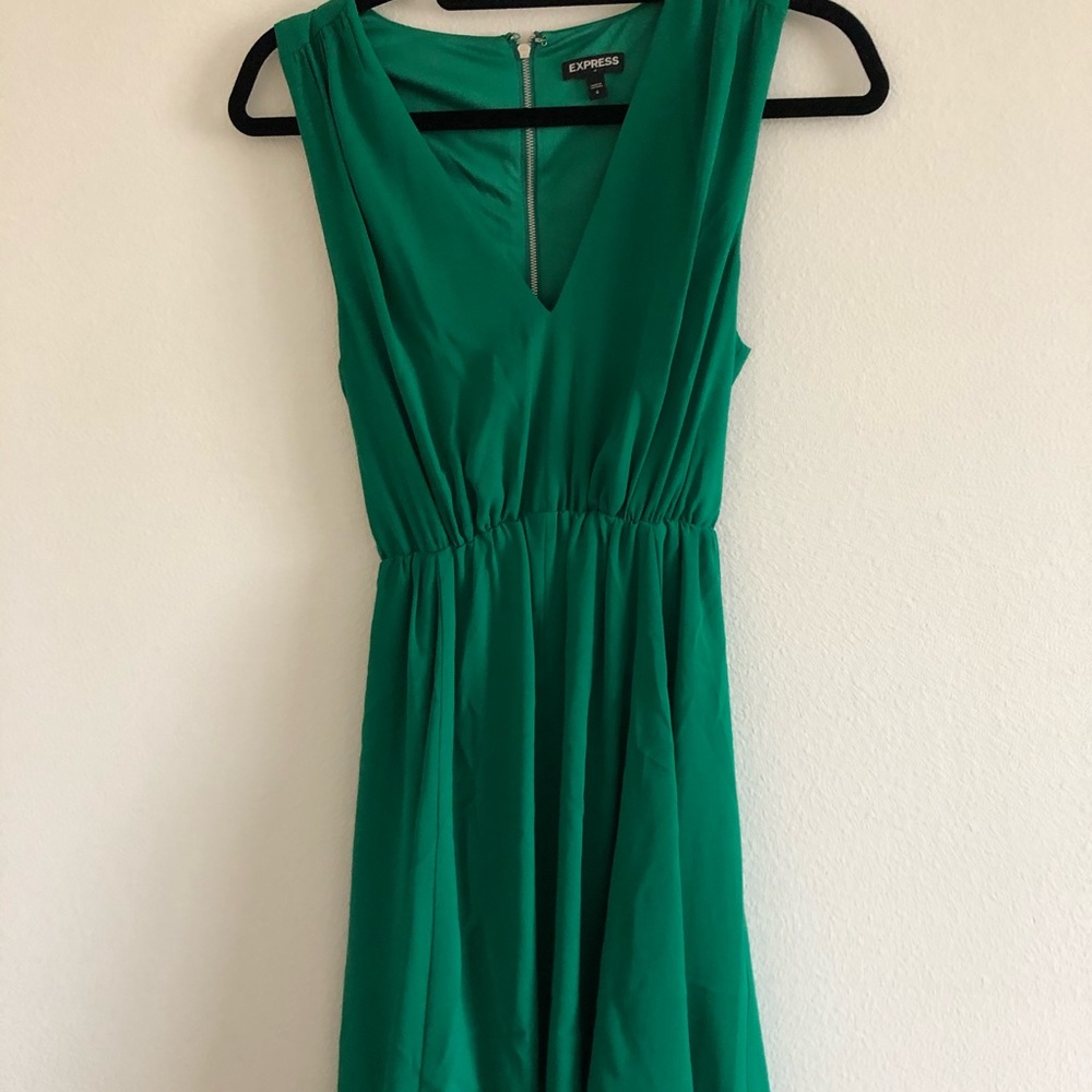 Express green synch waist & cutout back minidress
